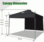 Eurmax USA NOMATTER ONE-Person Open&Close 10x10ft Pop Up Canopy Tent,Portable Shelter Canopy for Outdoor Events with 1 Removable Sidewall,Instant Canopies,Temporary Sunshade,Bonus 4 Sand Bags(White)
