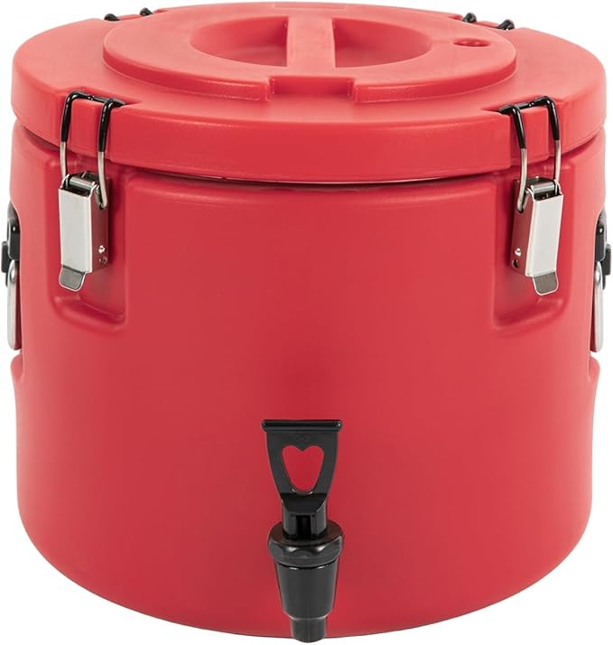 Insulated Beverage Cooler, 5 Gallon Commercial Cold Hot Drink Dispenser, Thermal Container with 304 Stainless Steel Interior Spout, Portable Cooler for Camping Parties Outdoors (Red)