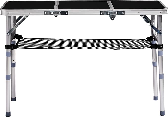Folding Camping Table, Aluminum Folding Table with Carrying Handle, Lightweight, Portable Camping Table Waterproof for Outdoor Indoor Picnic Beach BBQ (Black, 3ft)