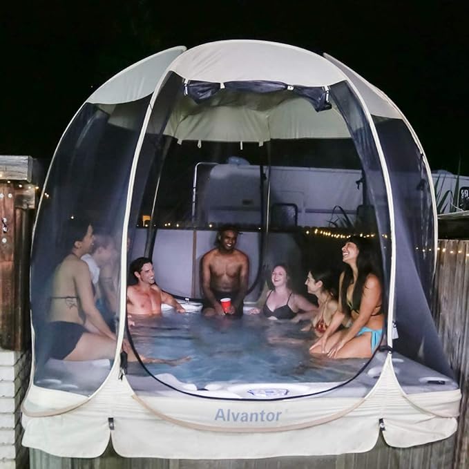 Alvantor Pop Up Screen House Gazebo with Mosquito Netting, Instant UV Resistant Sun Shelter for Patio & Backyard, Portable Canopy Tent for 2-10 Person