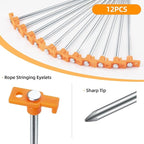 Tent Stakes Camping Stakes,AVOFOREST 7.1inch Non-Rust Metal Tent Pegs Ground Stakes Tent Spikes Camping,Garden,Hiking Orange (Orange 12pcs, 7.1IN)