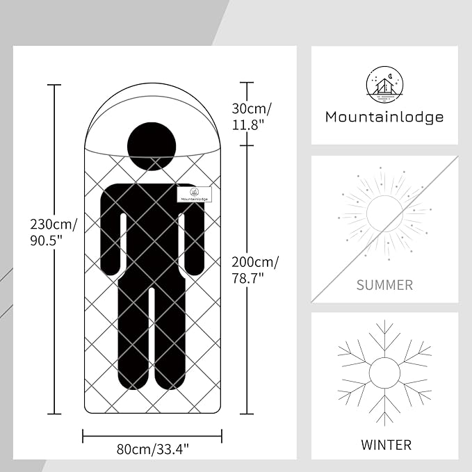 Mountainlodge 100% Cotton Shell and Lining Sleeping Bag for Adult Cold Weather with Compression Bag&Carry Bag for Camping,Travel and Car Camping