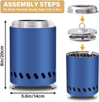 HGD 8.0 x 5.5 Inch Mini Fire Pit, Small Tabletop Fire Pit, Smokeless Table Top Firepit for Patio, Indoor Outdoor with Carry Bag, Fueled by Pellets or Wood, Stainless Steel, Blue