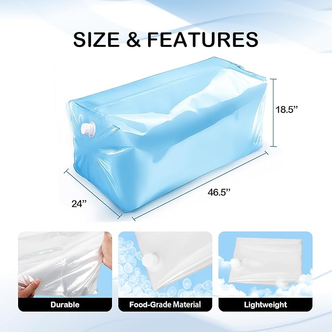 2 Pack 60 Gallon Bathtub Bladder for Emergency Water Storage, Water Storage for Disaster Preparedness, Hurricane Survival & Drinking Water, BPA-Free, Food Grade and Resuable Water Bag for Tub