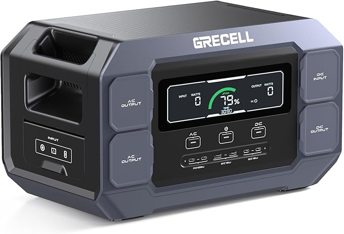 GRECELL Portable Power Station 2200W Solar Generator 1126Wh LiFePO4 Battery Pack with 1200W AC Charging & 800W Solar Charging, 1.25Hrs Fast Charging with 4×2200W(4800W Peak) AC Outlets for Home Travel