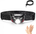 Headlamp Rechargeable - Super Bright LED Head Lamp with Red and White Light for Adults Motion Sensor Streamlight Head Light with Night Buddy Running Camping Hunting Hiking Fishing (Black Panther)