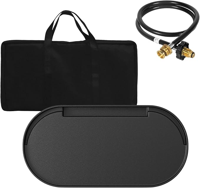 RoadTrip Grill Accessories Cast Iron Griddle for Coleman RoadTrip 285 grill with Bag and 4FT Propane Hose Adapter, Grill Replacement Parts for Coleman Camping Stove