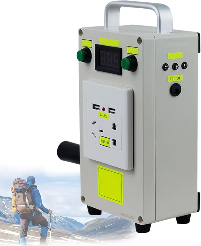 Hand Crank Power Emergency Charger 220V, Portable Outdoor Large Capacity Camping Generator 6600Mah Easy to Store Suitable for Home Power Outages,Off Grid