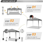 COBIZI 10x10 Pop Up Canopy Tent with 4 Sandbags, Easy Set Up Gazebo, Instant Outdoor Sun Shelter with 8 Stakes,4 Ropes&Carry Bag, Tent for Parties, Beach, Backyard,Camping(Gray