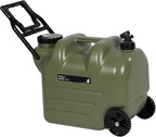 REDCAMP 7.4 Gal Water Container with Wheels & Spigot | Portable Rolling Emergency Camping Water Jug with Folding Handle | BPA Free Food Grade Water Storage Tank for Camping, Hiking(28L, Green)