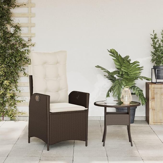 Reclining Patio Chair with Cushions Brown Poly Rattan Porch Chairs Camping Chairs Patio Chairs Living Room Chairs for Dining Patio Bedroom Outdoor