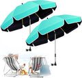 2Pack 48.8 inch Large Beach Umbrella with Clamp Sun Shade for Beach Chair, 360°Adjustable UV Protection Golf Umbrella with Clip for Outdoor Stroller Wheelchair Camping Chair