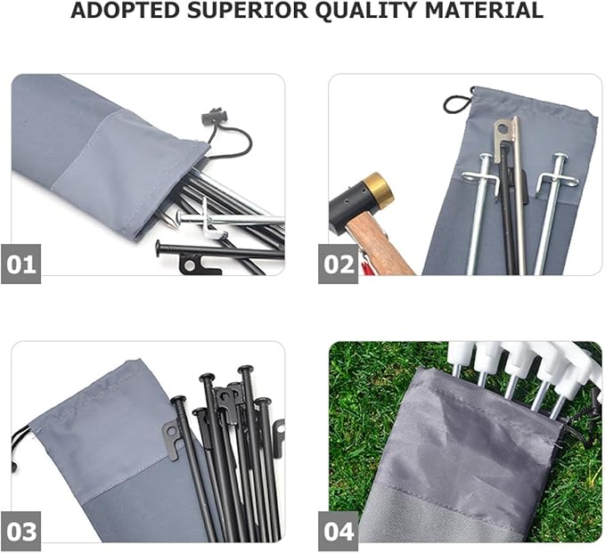 Tent Stake Storage Bag with Oxford Fabric, 30cm Camping Nail Organizer Pouch for Outdoor Tent Pegs and Ground Stakes, Windproof Drawstring Holder for Hiking and Backpacking