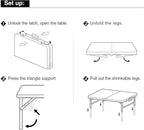 Aluminum Folding Table 4 Foot, Adjustable Height Lightweight Portable Camping Table for Picnic Beach Outdoor Indoor, White 48 x 24 inches