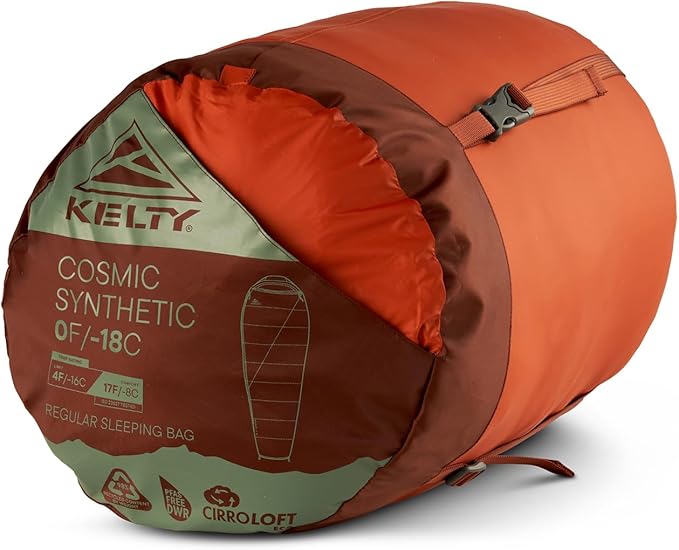 Kelty Cosmic Synthetic Fill 0 Degree Backpacking Sleeping Bag, Regular – Compression Straps, Stuff Sack Included