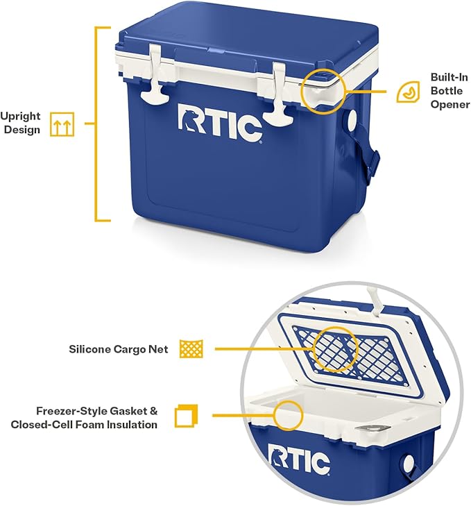 RTIC Ultra-Light 22 Quart Hard Cooler Insulated Portable Ice Chest Box for Drink, Beverage, Beach, Camping, Picnic, Fishing, Boat, Barbecue, 30% Lighter Than Rotomolded Coolers