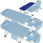 Slsy Face Down Folding Lounge Chairs Outdoor, Adjustable Sleeping Cot Chair, Portable Folding Bed Cot Chaise Lounge Chairs for Outside Beach Lawn Camping Pool Sun Tanning