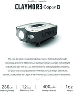 Claymore Capon 40B Tan Clip-On Cap Light – USB-C Rechargeable 230LM LED Headlamp | 3 Light Modes 180° Adjustable Beam IP54 Water Resistant Up to 12 Hrs Runtime for Camping, Running, Outdoor
