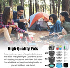 Camping Tableware Set 4 Person Outdoor Picnic Cooking Supplies with Bucket Bowl Pans Fold Knife Fork Cookware 29PCS Kit