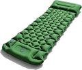 2026 Thicken Inflatable Camping Sleeping Pad with Pillow - Built-in Foot Pump Moisture-Proof Tent Mattress Bed(T2366Army Green)