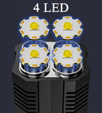 LED Flashlight USB Rechargeable, High Lumens Tactical Light with Sidelight, 4X LED, Zoomable, Handheld Super Brightest Flashlights, Portable Torch for Outdoor Camping Home Emergency Lantern