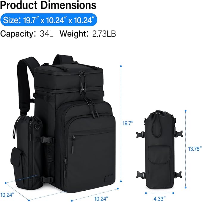 Hanke Backpack Cooler, 40 Cans Soft Leak Proof Picnic Backpack, Portable 2 Insulated Compartments Cooler Backpack Water Resistant for Lunch Beach Travel Camping Picnic Hiking,Black