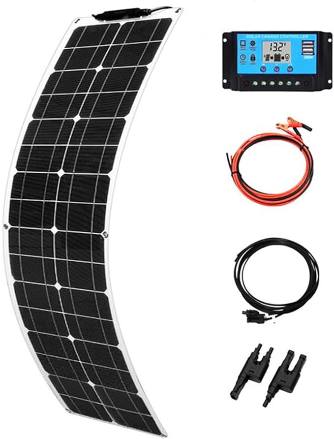 1000W Solar Panels 12V Flexible Solar Panel Kit, Complete Portable Solar Battery Charger Phone with 100A Controller Camping Home