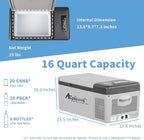 Alpicool C15 Portable Car Freezer,12 Volt Refrigerator, 16 Quart (15 Liter) Fast Cooling 12V Car Fridge -4℉~68℉, Car Cooler, 12/24V DC and 100-240V AC for Outdoor, Camping, RV, Truck, Boat