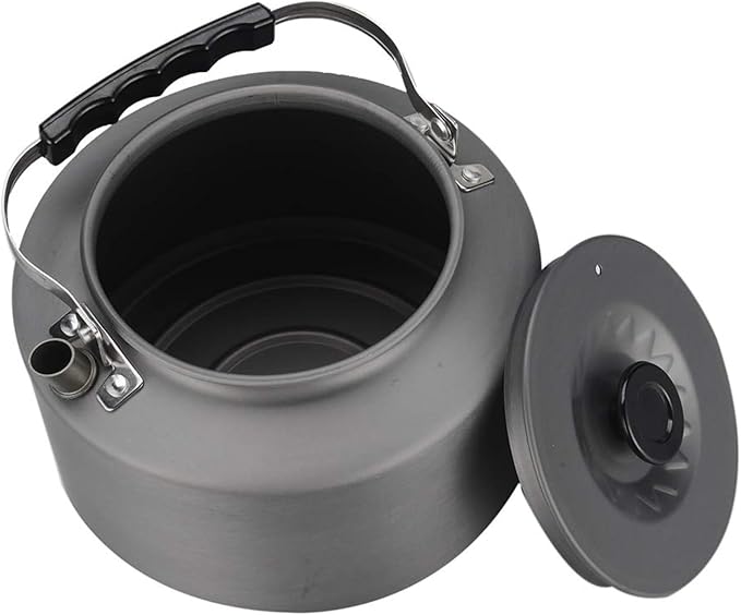 Bulin Camping Kettle, Large Portable Stovetop Tea Kettle Fast Heating Boiling Hot Water for Open Fire Lightweight Coffee Pot with Anti-Scald Handle & Carry Bag for Outdoor Hiking，Grey-1.6L