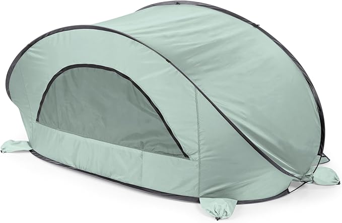 Picnic TIME Manta Portable Beach Tent, Fully-Assembled Pop Up Tent, Beach Shade and Sun Shelter, Instant Outdoor Shade with Carrying Bag for Outdoors and UPF50+ UV Protection, (Light Green)