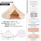 MC TOMOUNT Canvas Tent Bell Tent Yurt with Stove Jack Zipped Removable Floor for Glamping Truck Car Camping