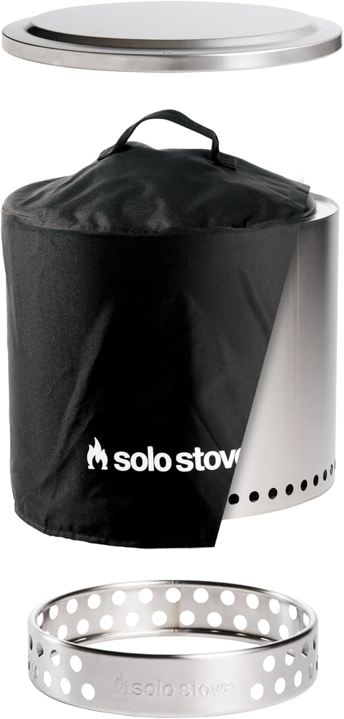 Solo Stove Ranger Amazon Exclusive Fire Pit Bundle | Portable & Smokeless | Includes Stand, Lid & Shelter | Ideal for 2–4 People | Stainless Steel, 15"x15", 22lbs
