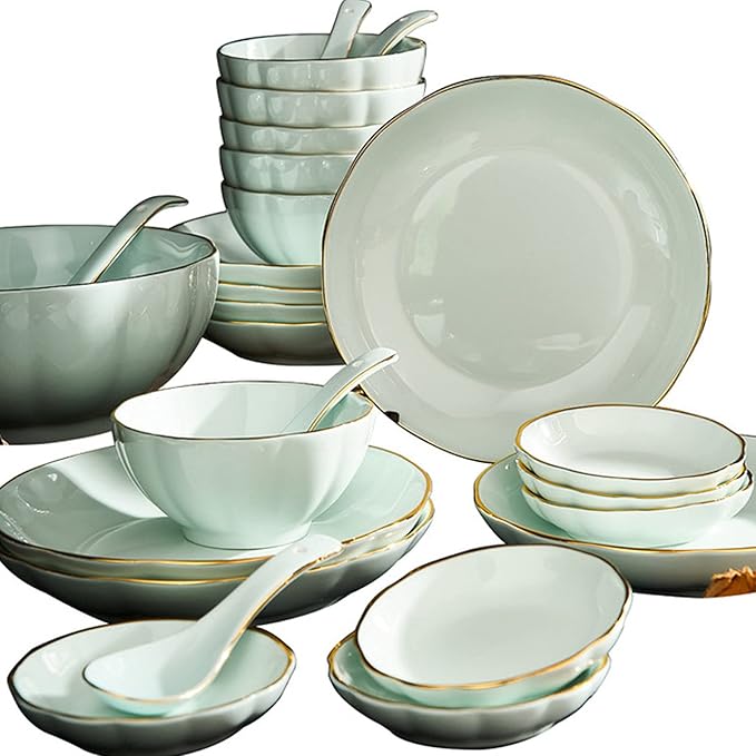 Bone China Dinner Sets Nordic Creative Phnom Penh Combination Ceramic Tableware Suit Suitable for Gifts Wedding Hotel 56 Piece