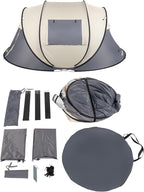 4 Person Easy Pop Up Tent for Camping,Waterproof Automatic Setup 2 Doors-Instant Family Tents with Vestibule & Porch, Large Size Family Tent Automatic Setup for Camping Hiking & Traveling