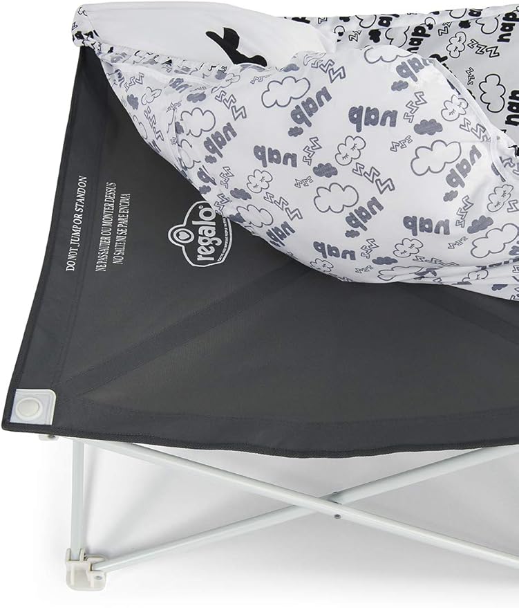 Regalo My Cot Pal Extra Long Portable Toddler Bed – Foldable Kids Travel Cot for Sleepovers, Naps & Camping, Lightweight Steel Frame with Removable Pillow