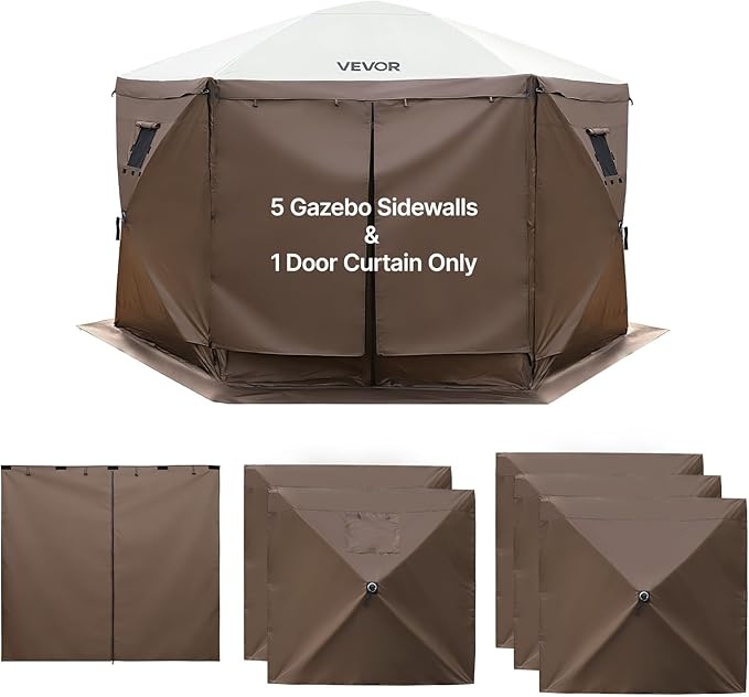 VEVOR 12x12ft Pop Up Gazebo Sidewalls with 2 Window, 3 Solid Waterproof Panels, UV Protection, Wind & Sun Privacy Walls with 1 Zippered Door for Outdoor Events, Compatible with COBIZI Screen Shelters