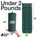 GORILLA GRIP Slip-Resistant Inflatable Sleeping Pad, Puncture Resistant Lightweight Camping Mattress, Foot Pump, Air Mats for Travel Backpacking, Inflating Bed Camp Sleep Pads for Tent, Hunter Green