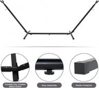 Lazy Daze Hammocks 9FT Double Hammock with Sturdy Steel Stand and Durable Fabric, Camping Lace Hammocks Include Portable Carrying Case, 450 LBS Capacity