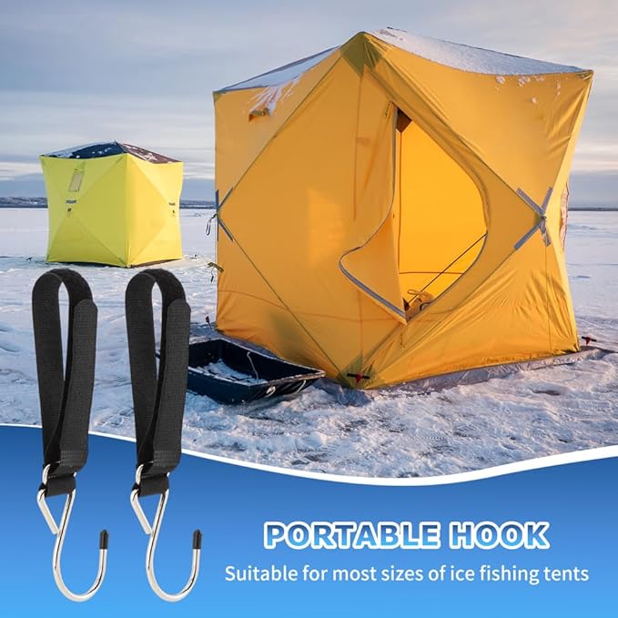 14Pcs Ice Fishing Coat Hooks, Outdoor Hun/ting Tent Hanging Hooks Ice Fishing Shelter Accessories Hanging Storage for IceFishing Tents Outdoor Camping(Color:Black)
