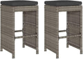 Patio Bar Stools with Cushions 2 pcs Gray Poly Rattan Dinning Chairs Camping Chair Camping Chairs Porch Chairs for Outdoor Dining Bedroom Patio