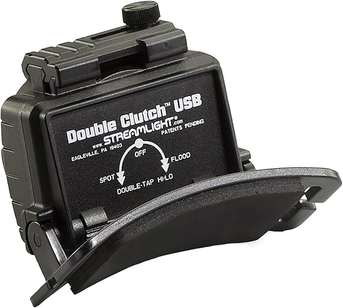 Streamlight 61603 Double Clutch USB 125-Lumen Multi-Fuel LED Headlamp with 120V AC Charging System, Elastic Head Strap, Rubber Hard Hat Strap, and USB Cable, Black