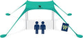 Sun Ninja Beach Tent Sun Shelter UPF50+ - Easy Pop Up Beach Canopy - Outdoor Shade for Camping Trips, Fishing, Backyard Fun Picnics - Sand Shovel, Ground Pegs & Stability Poles