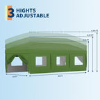 10x30 Pop Up Canopy - Heavy Duty Outdoor Canopy Tent with Portable Roller Bag - 3 Adjustable Height, 4 Weight Bags, 8 Stakes & 6 Guy Ropes Included, Green