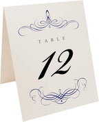 Decadent Flourish Wedding Table Numbers (Select Color/Quantity), Champagne, Navy, 1-50, Double Sided, Tent or Use in a Stand, Great for Parties & Restaurants - Made in the USA