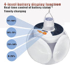 [4000mah] Folding Solar Camping Lights Rechargeable Lantern Waterproof Hanging Tent Hook Lamp Remote Control Blub LED USB Foldable Portable for Home Indoor Outdoor Emergency Power Outage 2 Pack