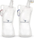 Survivor Filter Clear Collapsible Water Bottles - Travel, Hiking, Foldable, BPA-Free - 2 x