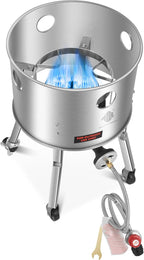 ARC Stainless Steel Single Propane Burner With 200,000BTU High-Output, Outdoor Stove Burner, Wheeled legs and 360° Windscreen, Ideal Outdoor Cooker Propane Burners For Turkey Fryer