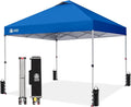 CROWN SHADES 10x10 Pop Up Canopy - Beach Tent with One Push Setup - Easy Outdoor Sun Shade for Events, Parties, Camping - Gazebo with STO-N-Go Cover Bag, Silver Coated Top, Blue