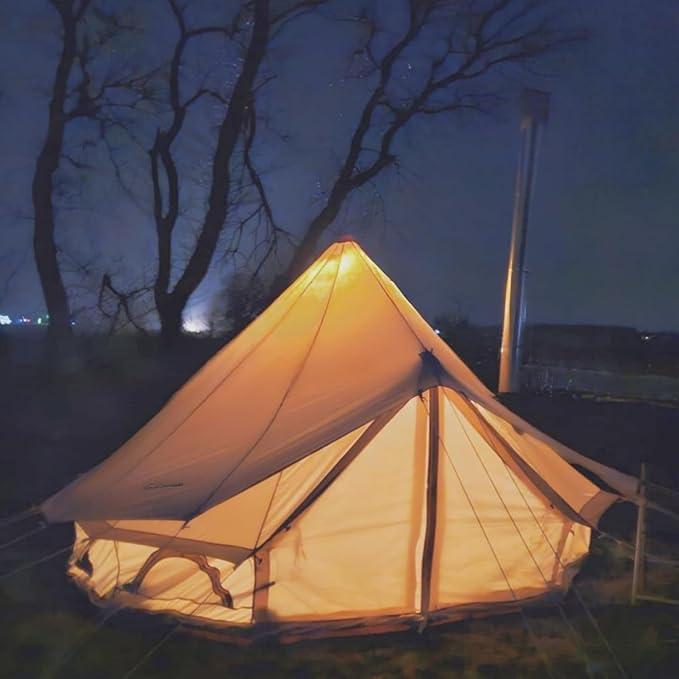 DANCHEL OUTDOOR Waterproof Rain Fly for Bell Tent, 4 Season Yurt Tent Rain Cover Protector Tarp with/No Stove Jack Glamping Gears, PU5000mm Lightweight 300D Oxford Polyester, Beige(13ft/16.4ft/20ft)