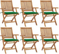 Folding Patio Chairs with Cushions 6 pcs,Outdoor Lounge Chair,Portable Camping Chair,Bistro Table and Chairs Outdoor,Features 2 Sets of Ropes,for Balcony/Garden/Backyard, Solid Teak Wood
